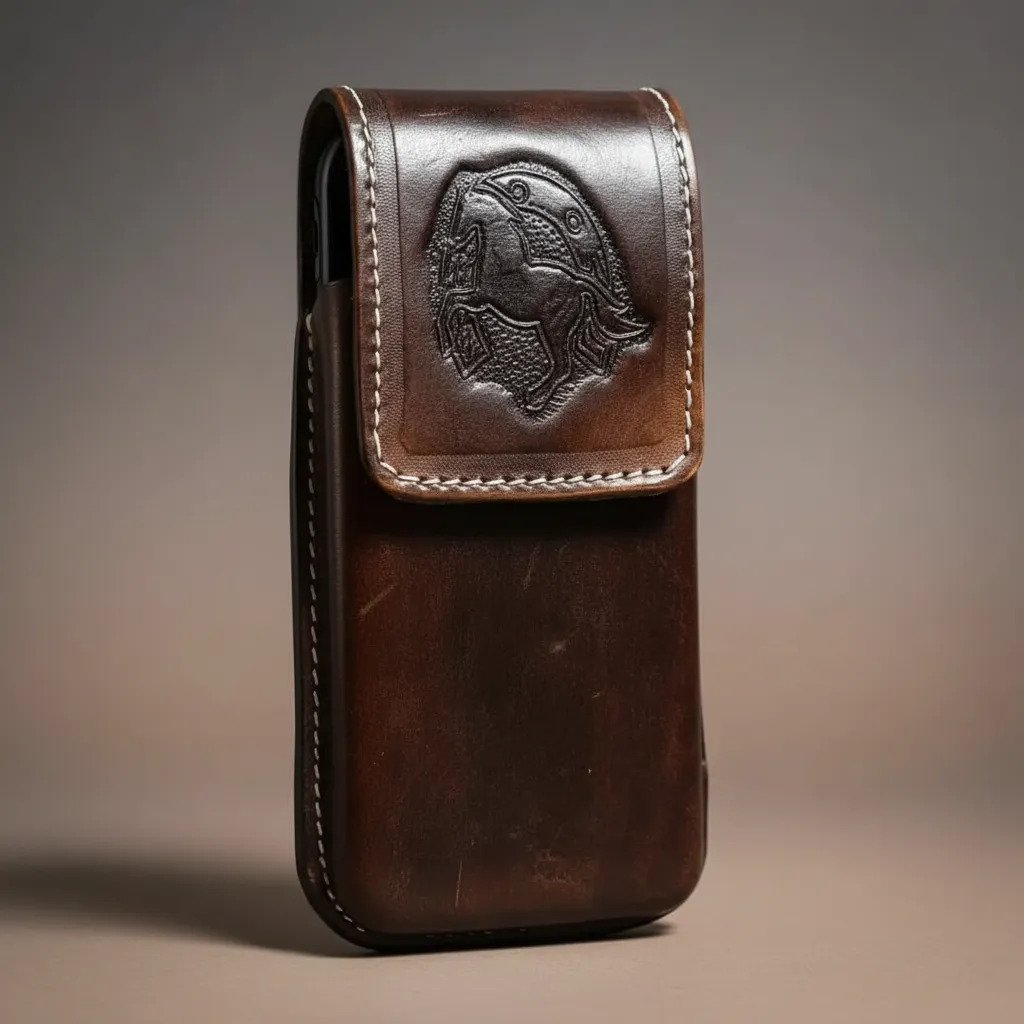 Funda Porta Celular de Piel – Nuevos Diseños - Boot - Cafe Hrro - Cafe