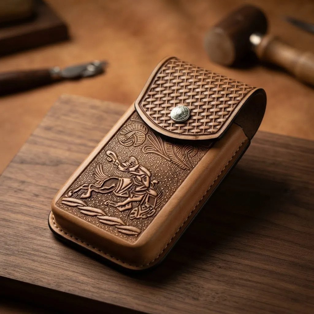 Funda Porta Celular de Piel – Nuevos Diseños - Boot - Cafe Hueso caballo - Beige