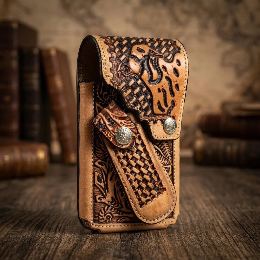 Funda Porta Celular de Piel – Nuevos Diseños - Boot - Cafe Hueso encendedor - Beige