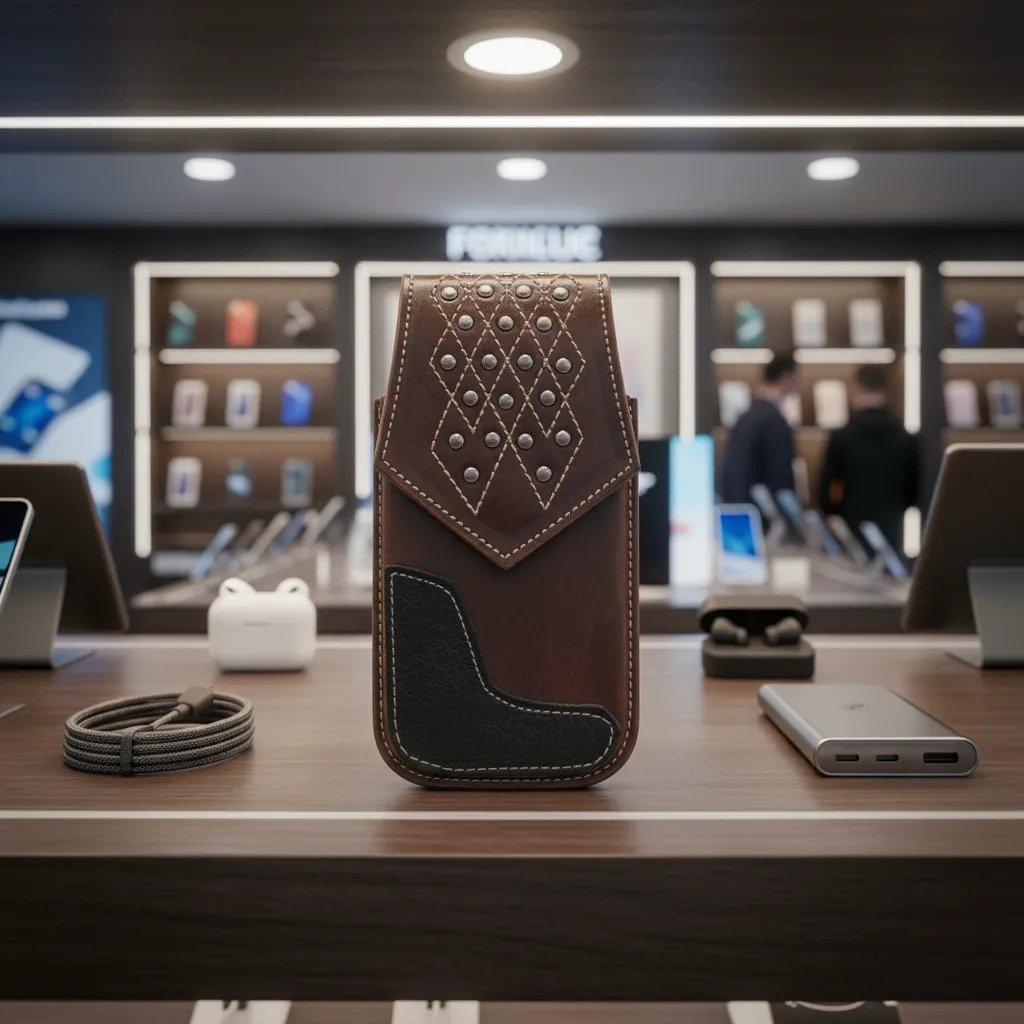 Funda Porta Celular de Piel – Nuevos Diseños - Boot - Cafe Rombo - Cafe