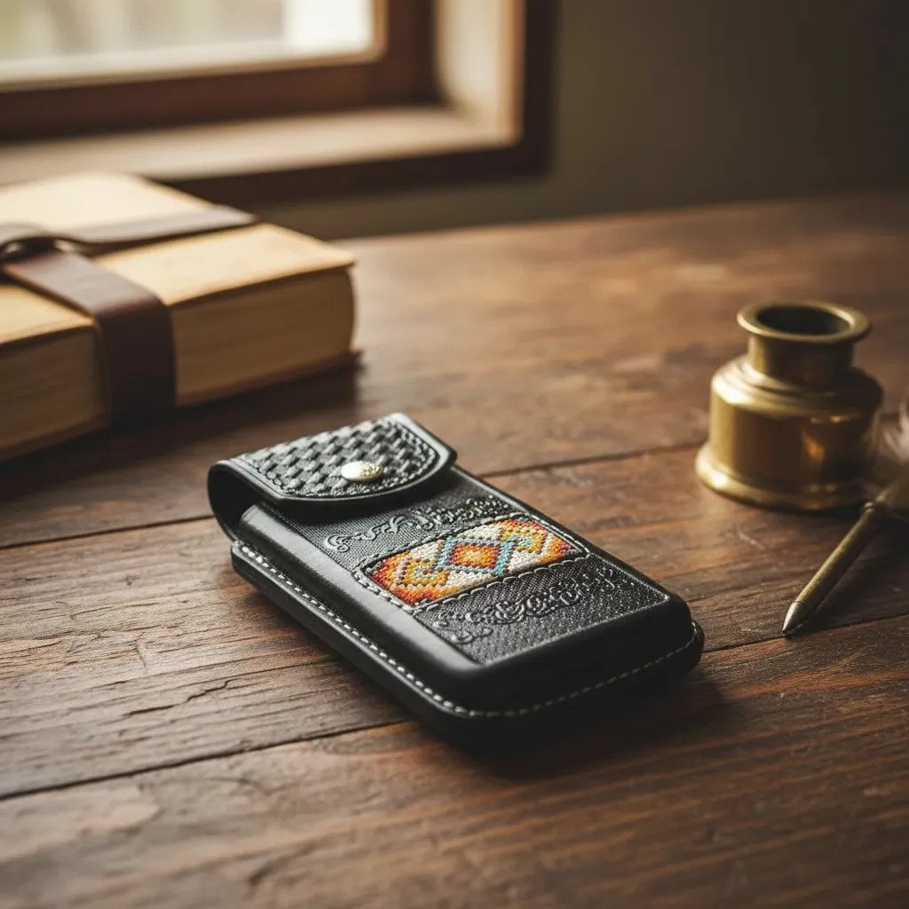 Funda Porta Celular de Piel – Nuevos Diseños - Boot - Cafe Rombocolors - Negro