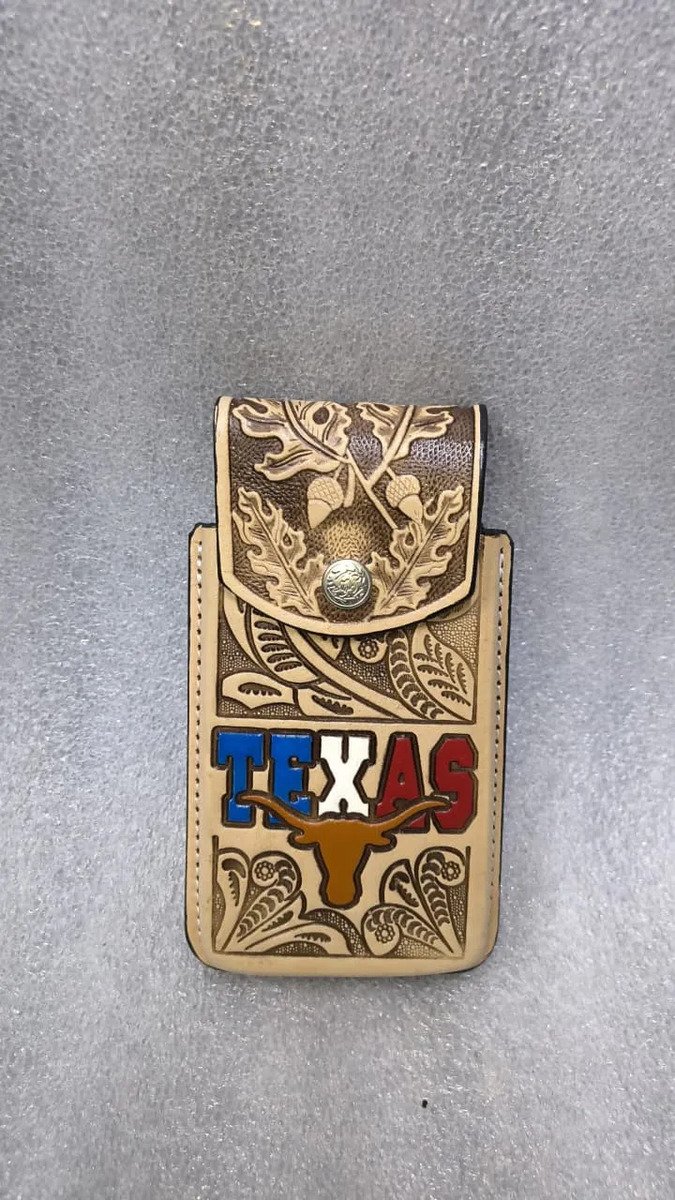Funda Porta Celular de Piel – Nuevos Diseños - Texas - Beige
