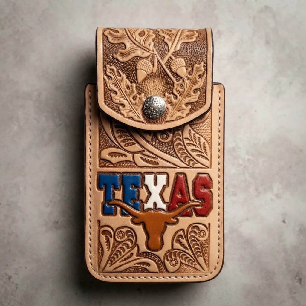 Funda Porta Celular de Piel – Nuevos Diseños - Texas - Beige