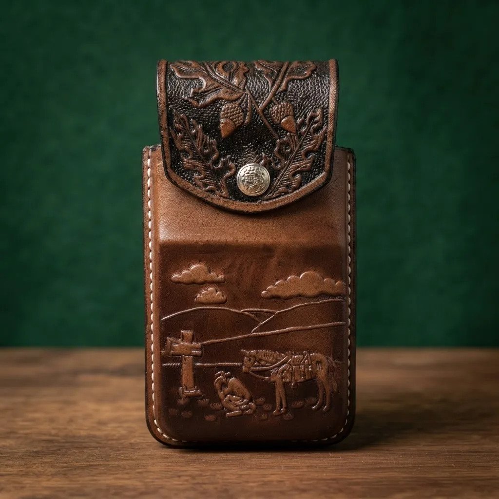 Funda Porta Celular de Piel – Nuevos Diseños - Boot - Cafe Tumba - Cafe