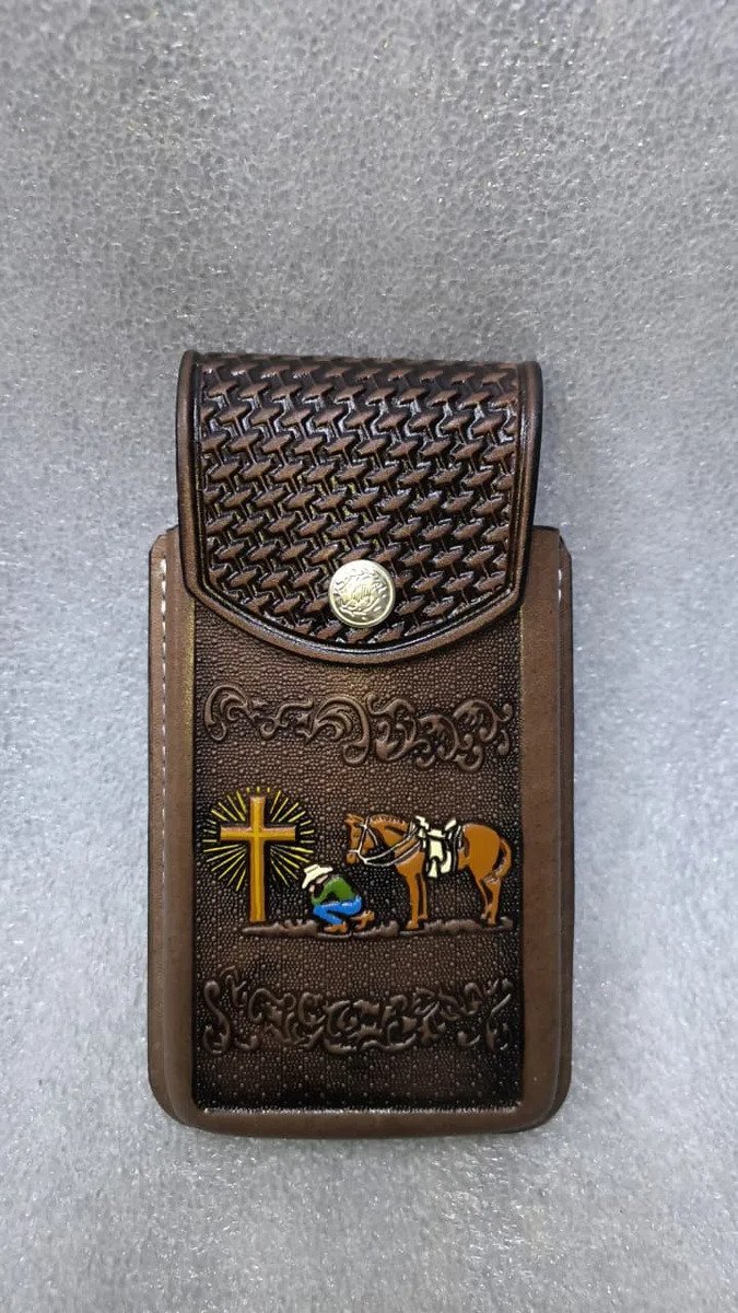 Funda Porta Celular de Piel – Nuevos Diseños - Tumbacolor - Cafe