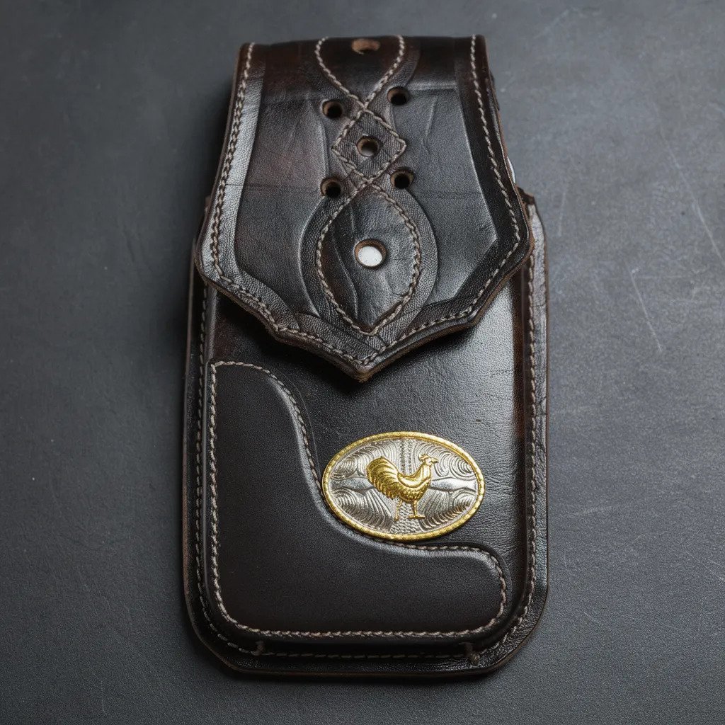 Funda Porta Celular Piel De Res Vaqueta Artesanal - F-GLL - Negro