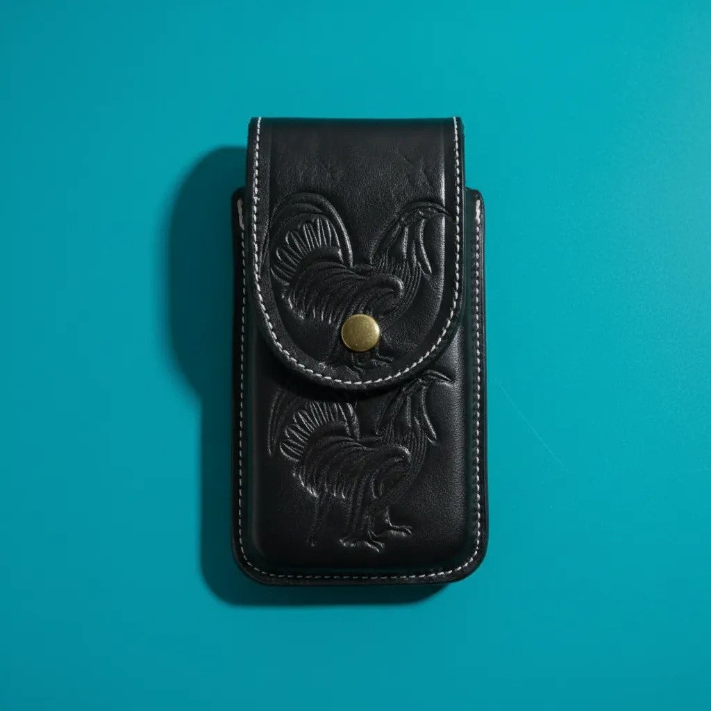 Funda Porta Celular Piel De Res Vaqueta Artesanal - F-GLL2 - Cafe