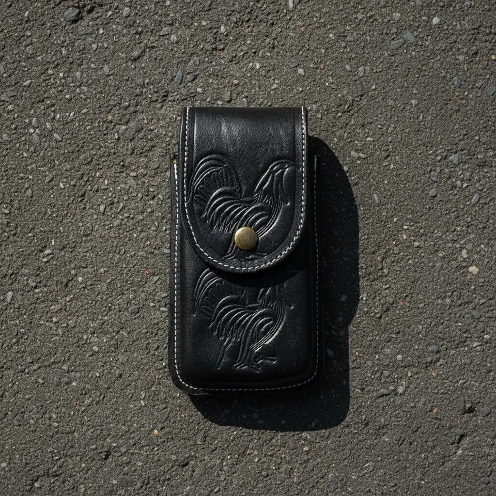 Funda Porta Celular Piel De Res Vaqueta Artesanal - F-GLL2 - Cafe