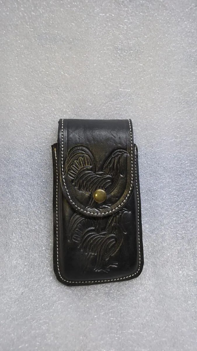 Funda Porta Celular Piel De Res Vaqueta Artesanal - F-GLL2 - Cafe