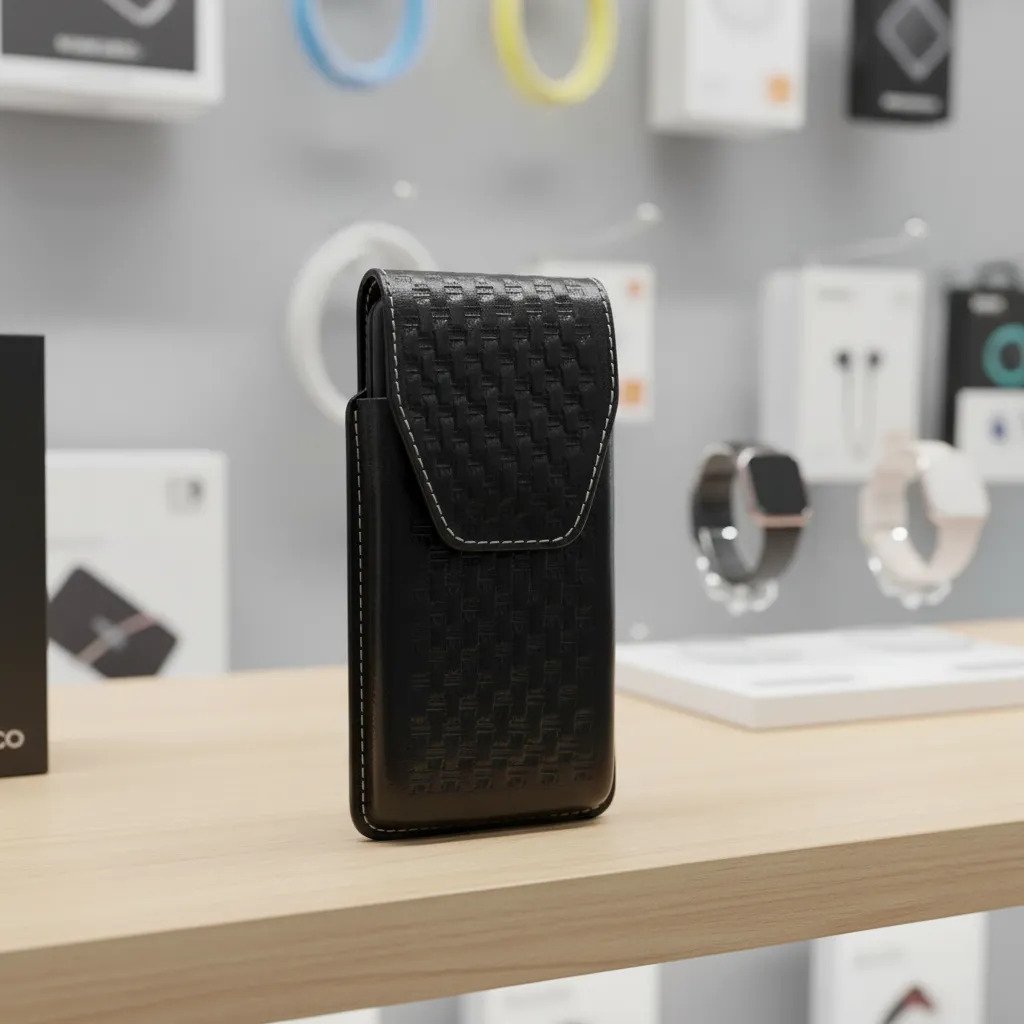 Funda Porta Celular Piel De Res Vaqueta Artesanal - F-GLL2 - Cafe f-tejida - Cafe Oscuro