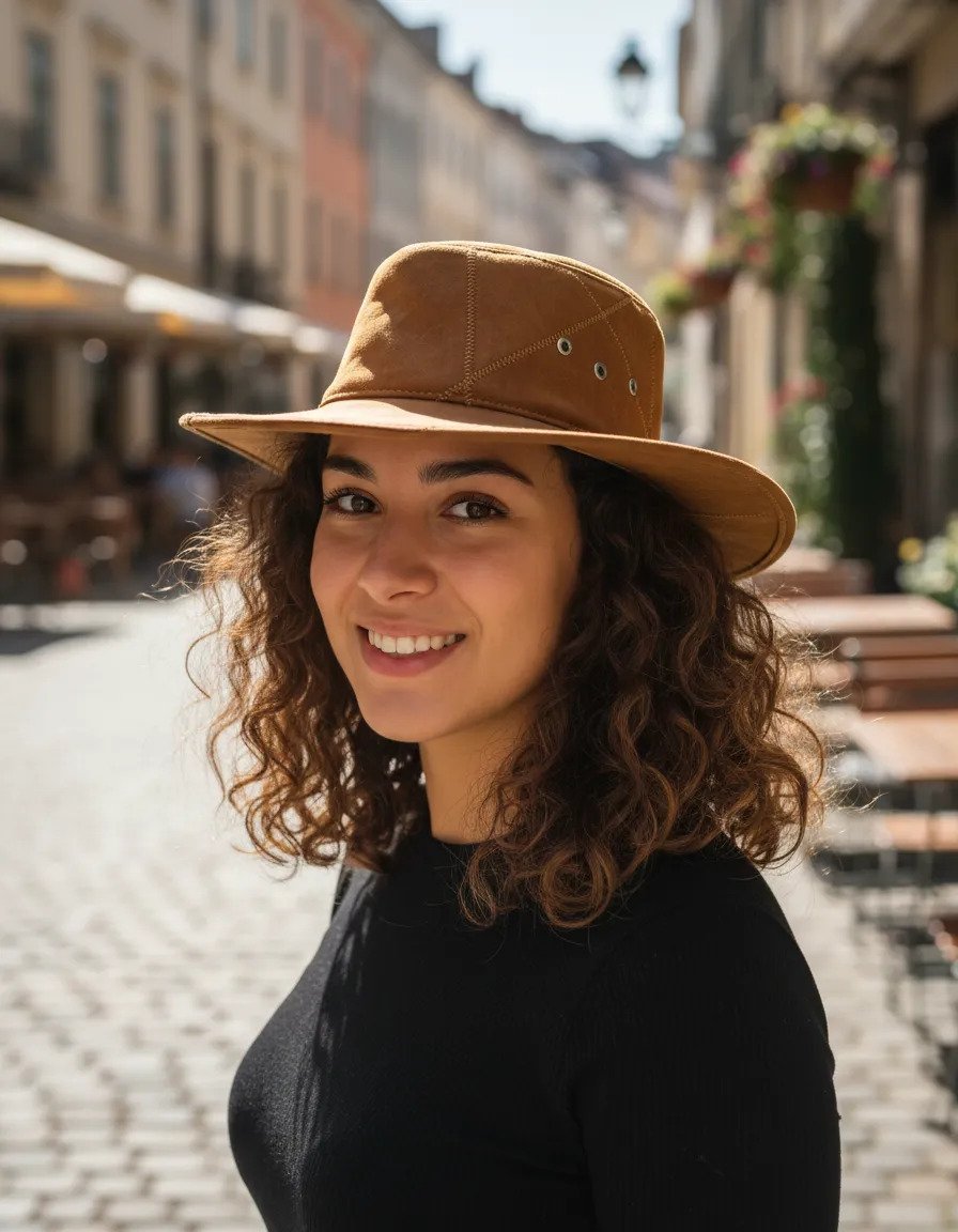 Gorro de Cazador Unisex de Piel - Piel Camel