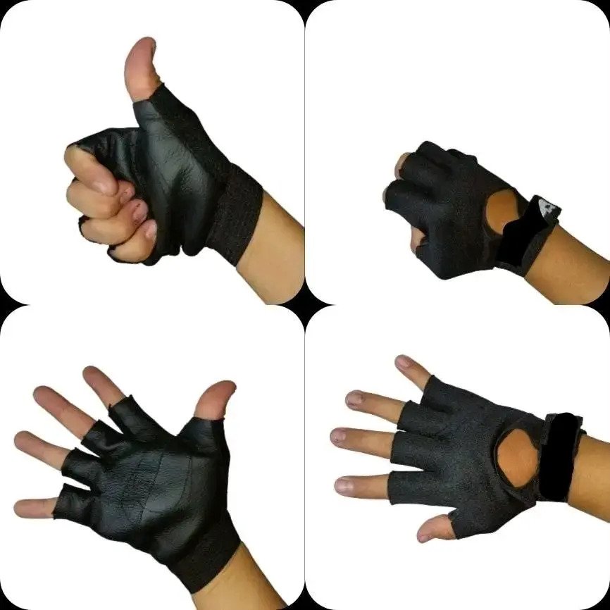 Guantes sin Dedos Las Kalaveras - Negro / GRANDE