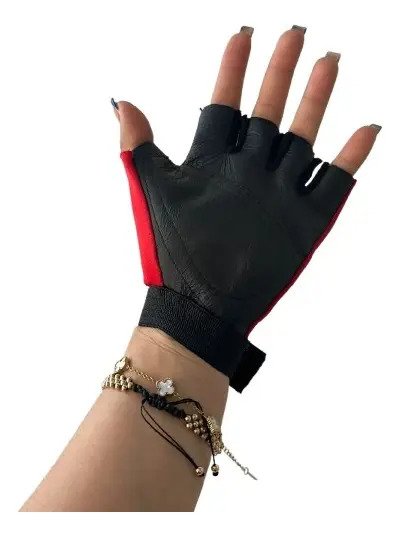 Guantes sin Dedos Las Kalaveras - Rojo / MEDIANO