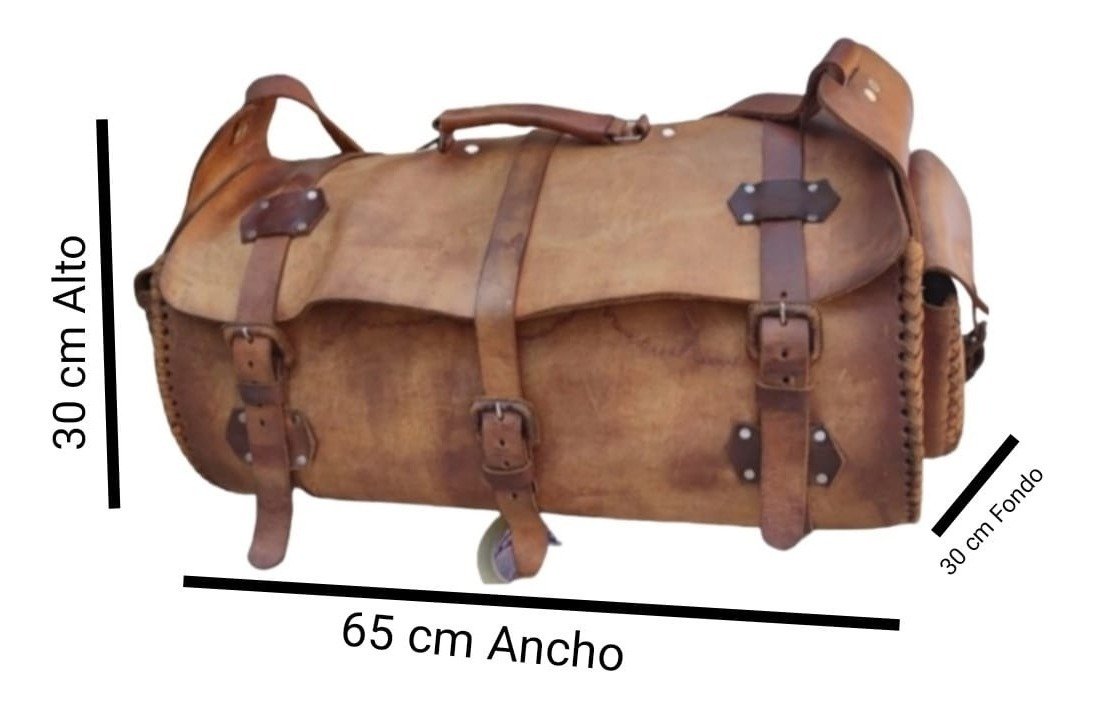 Maleta de Viaje Cilíndrica para Moto 100% Vaqueta