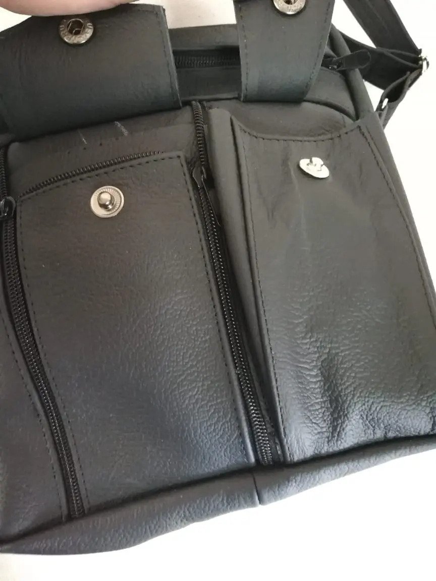 Mariconera de Piel Equipada Negra