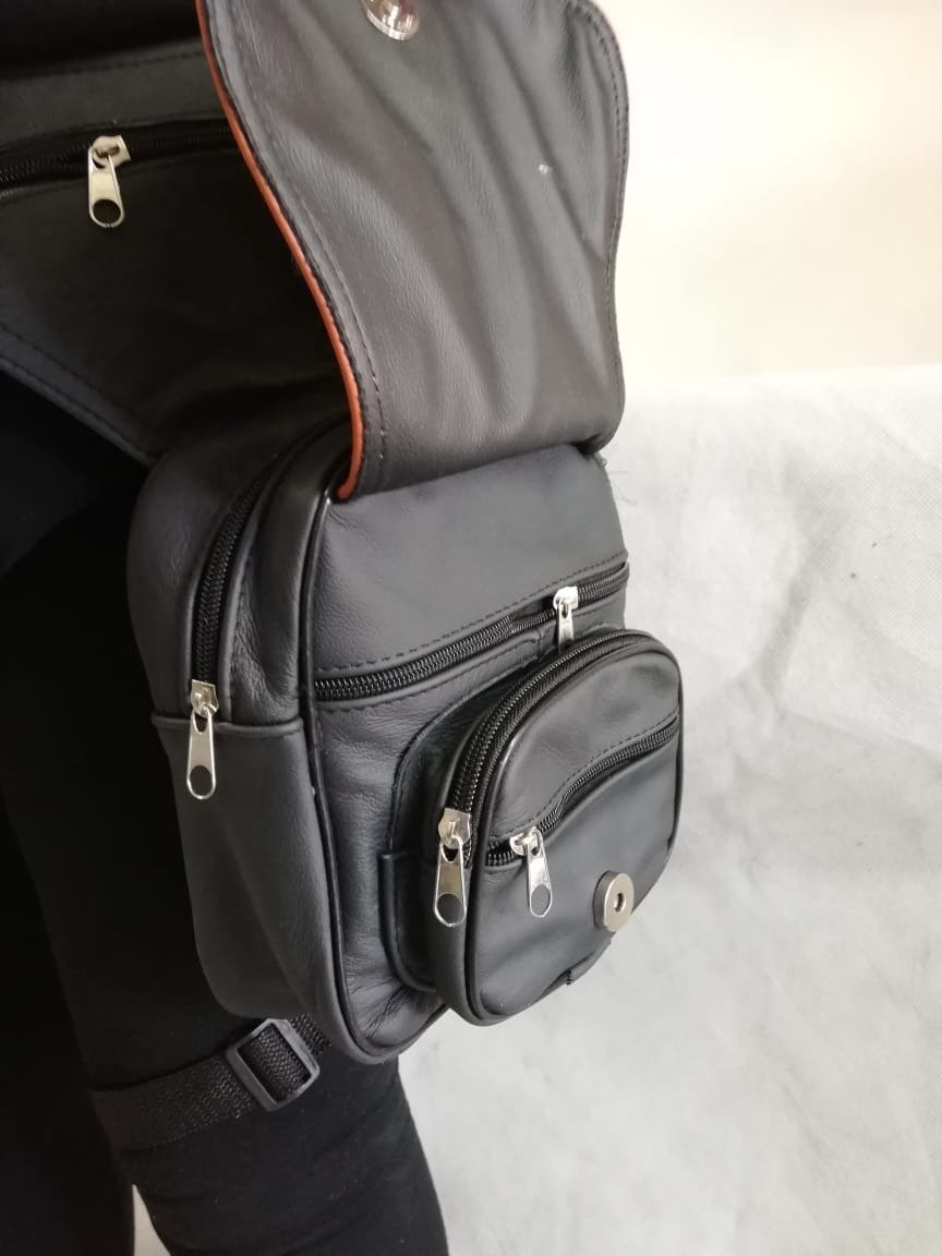 Piernera de Piel Equipada - Negro / Café
