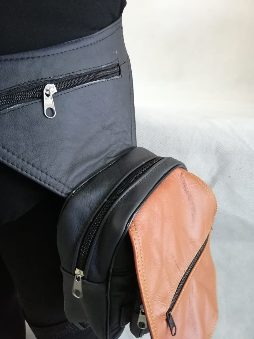 Piernera de Piel Equipada - Negro / Café