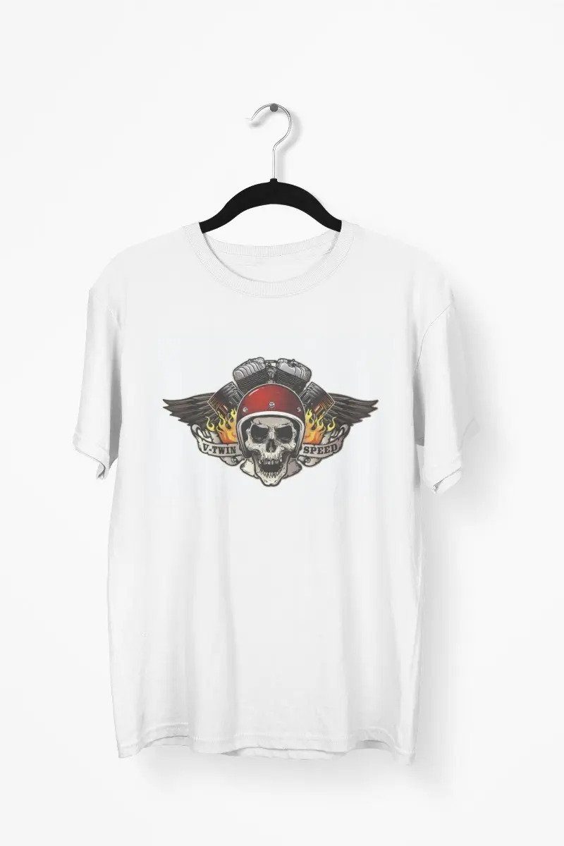 Playera Colección Calaveras Biker Calavera Piloto con Alas