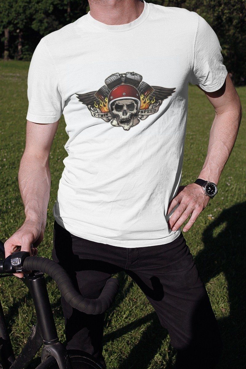 Playera Colección Calaveras Biker - Calavera Piloto con Alas