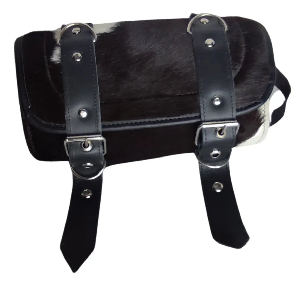 Portaherramientas de Piel de Vaca 25x15 cm - Blanco Negro