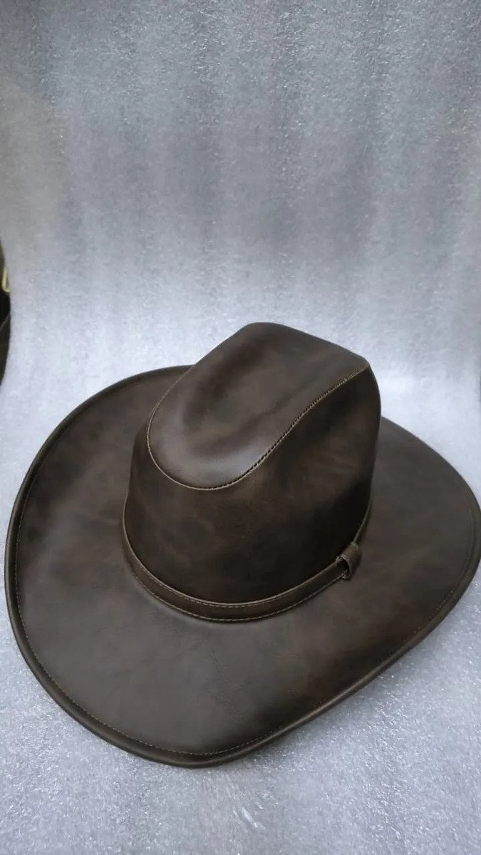 Sombrero de Piel de Res Artesanal - Café - Liso