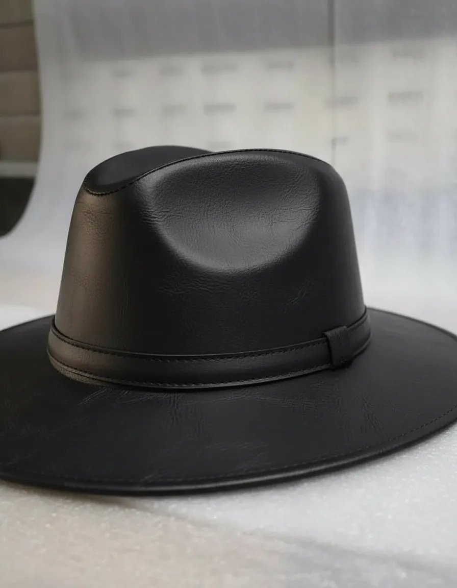 Sombrero de Piel de Res Artesanal - Negro - Listón