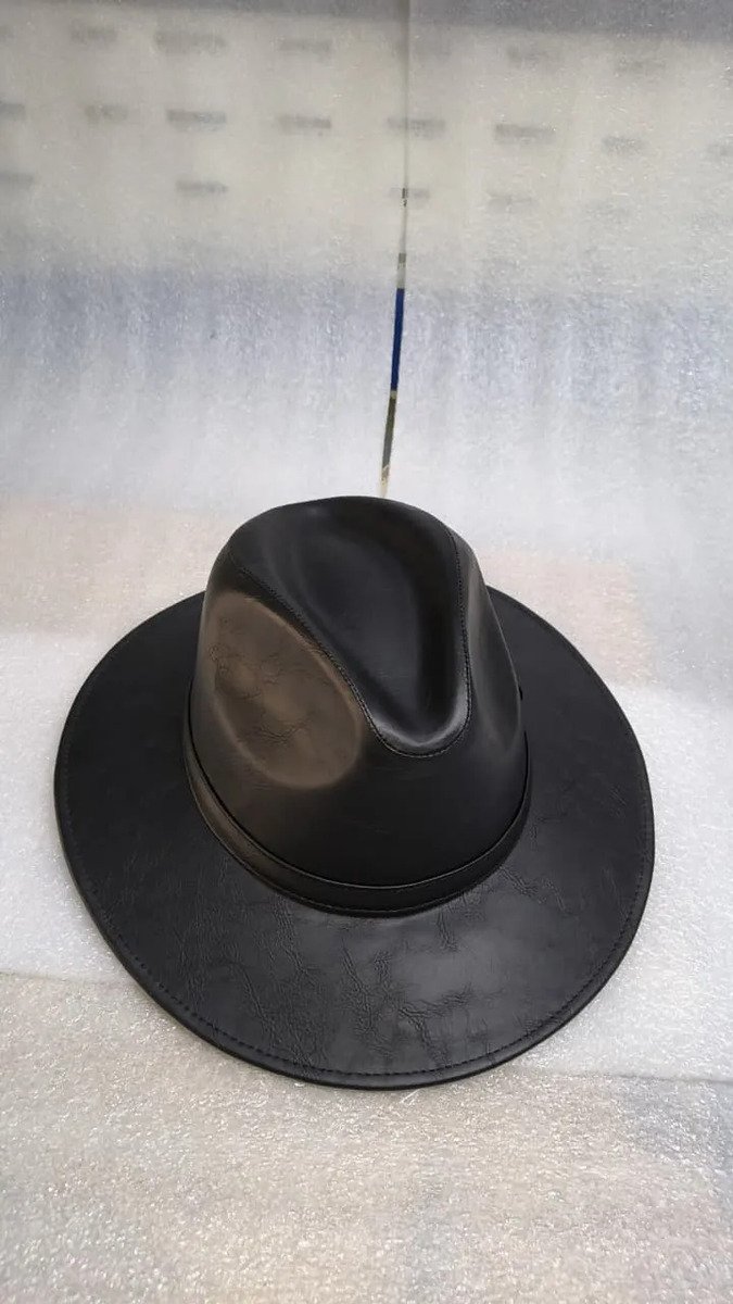 Sombrero de Piel de Res Artesanal - Negro - Listón