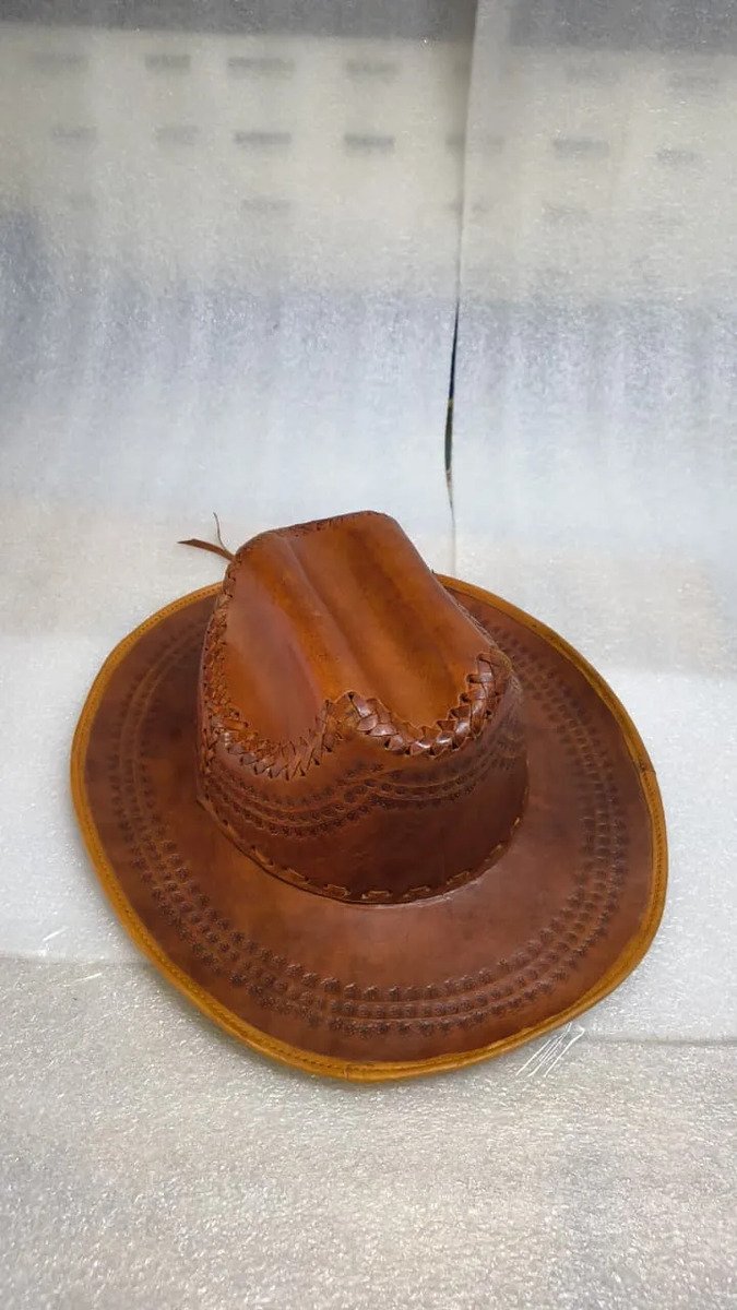Sombrero de Piel de Res Artesanal - Piel Medio - Tejido