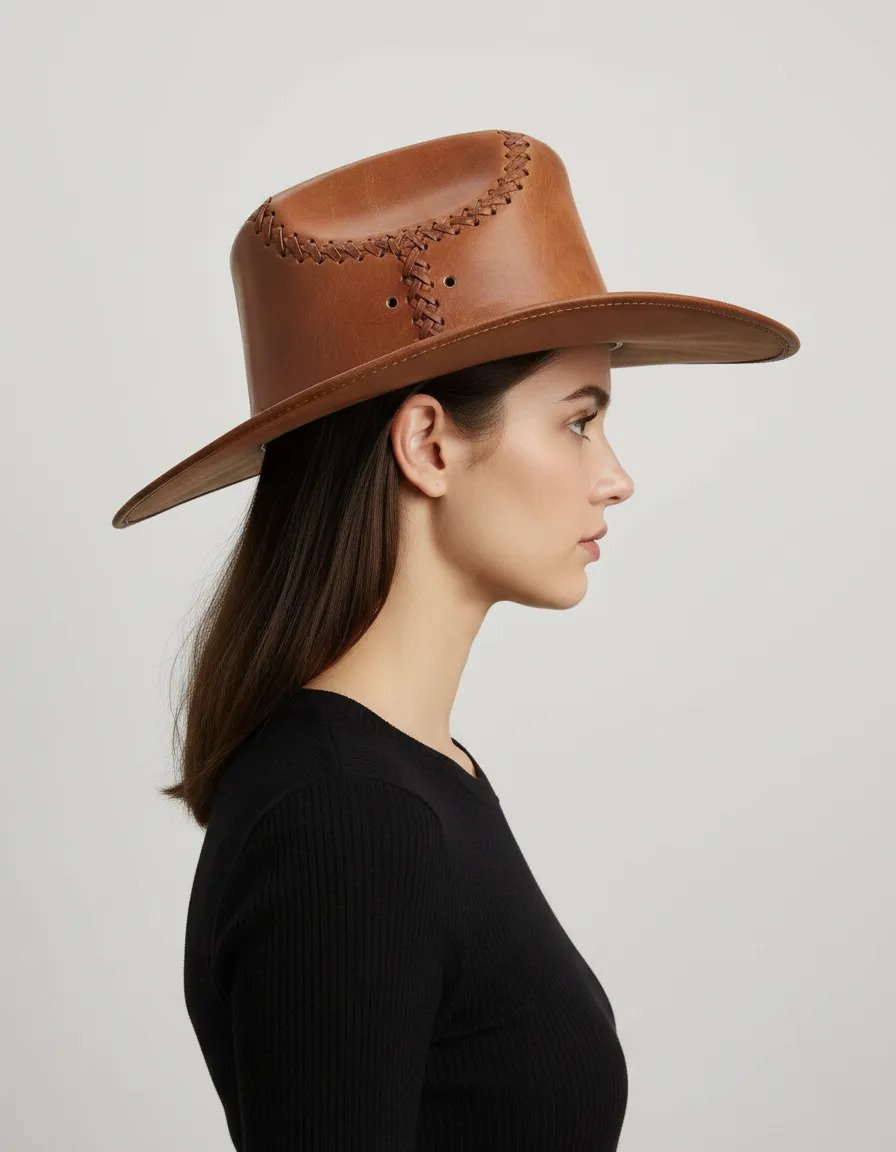 Sombrero de Piel de Res Artesanal - Piel Claro - Liso