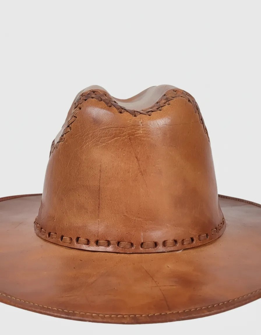 Sombrero de Piel de Res Artesanal - Piel Claro - Liso