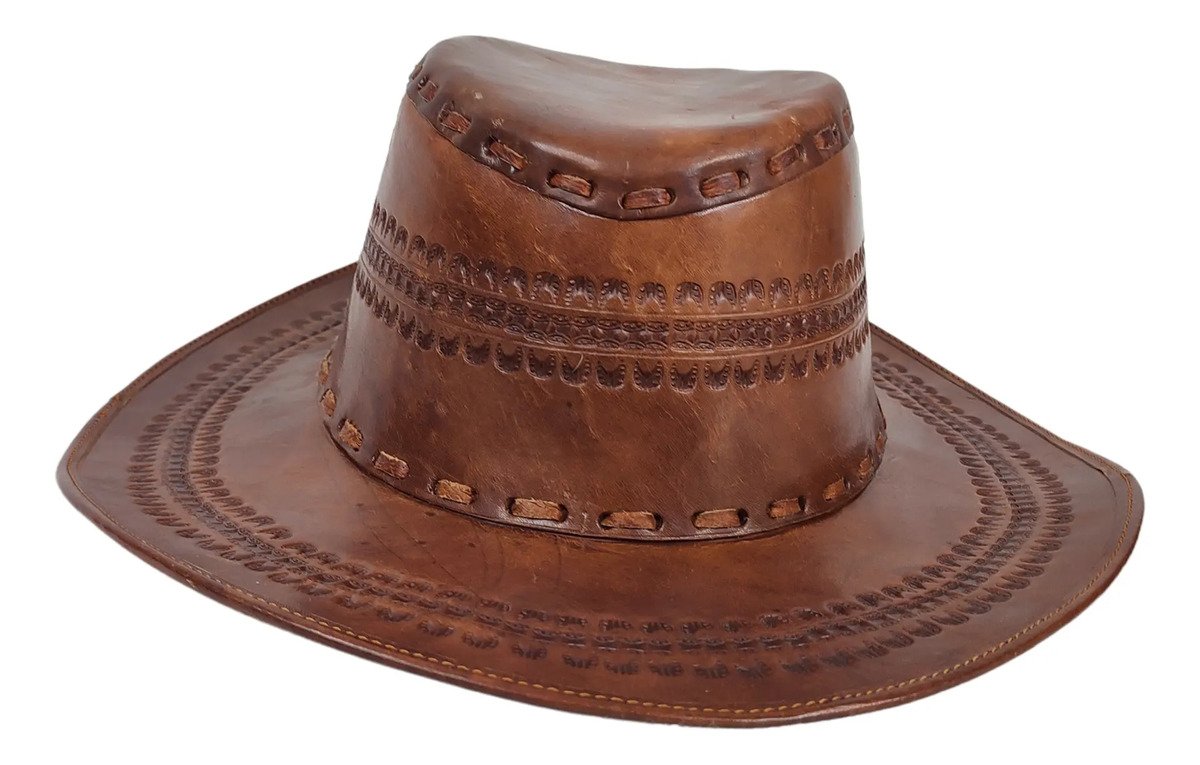 Sombrero Explorer Unisex 100% Piel M-58-60 / Café obscuro