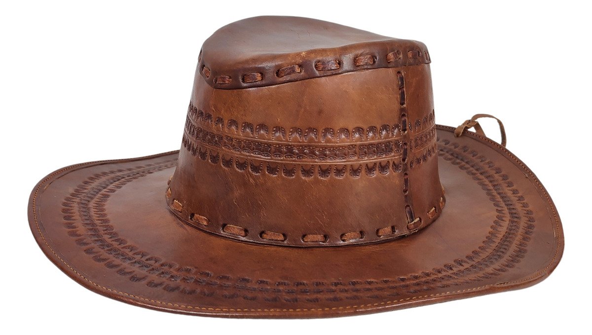 Sombrero Explorer Unisex 100% Piel - M-58-60 / Café obscuro