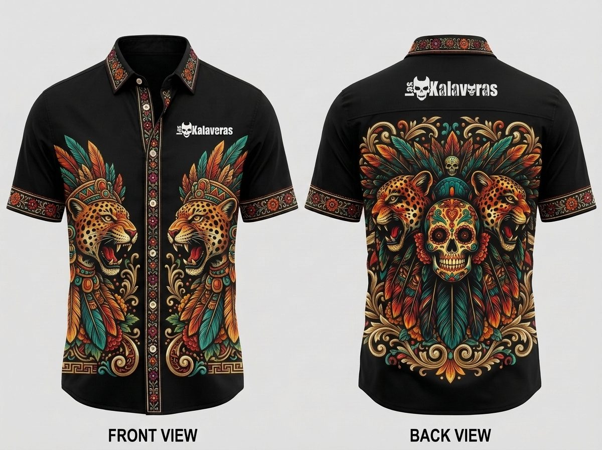 Camisa de Botones Manga Corta Animales Ancestrales Jaguar · Cargada