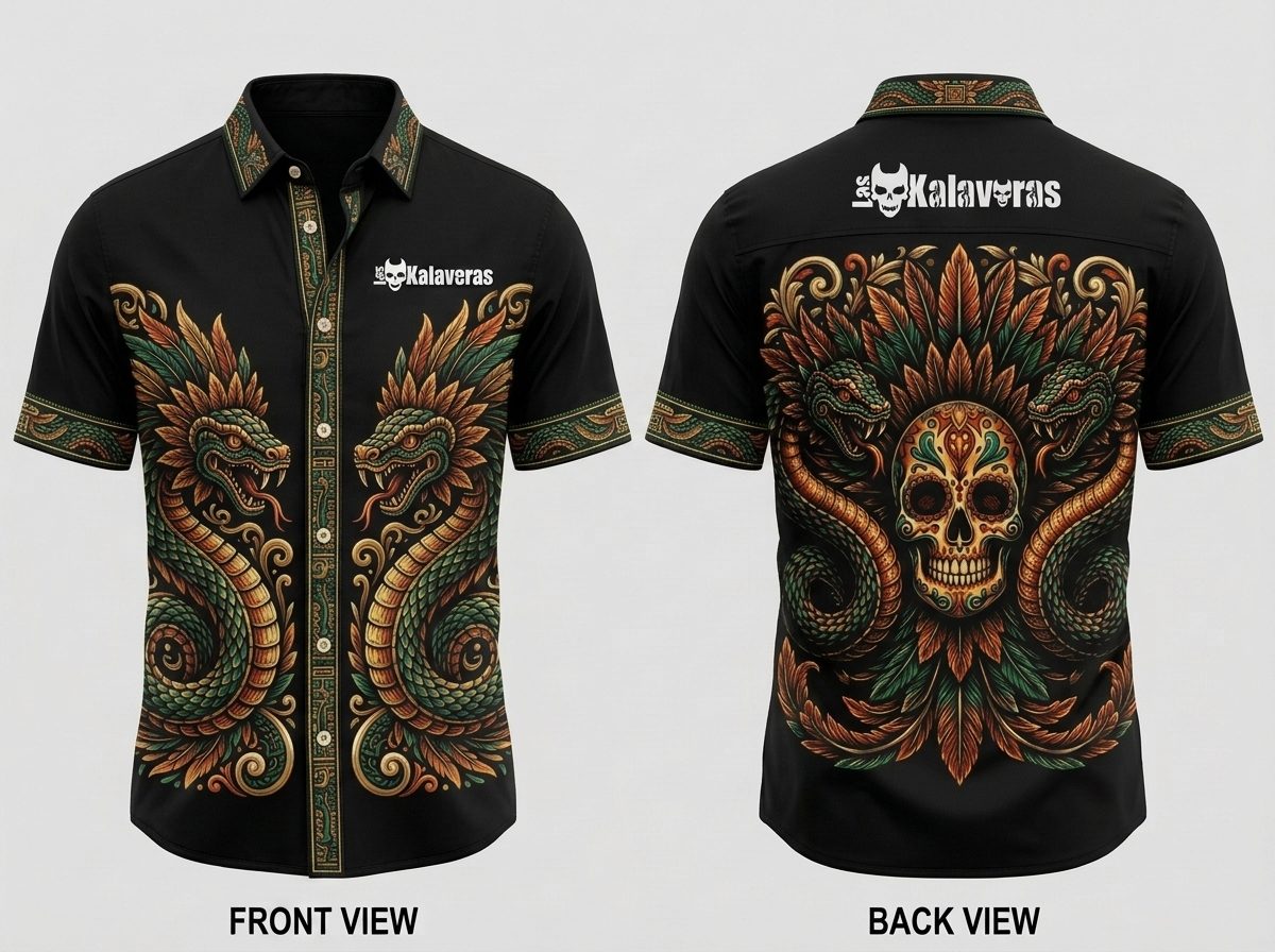 Camisa de Botones Manga Corta Animales Ancestrales Serpiente · Cargada
