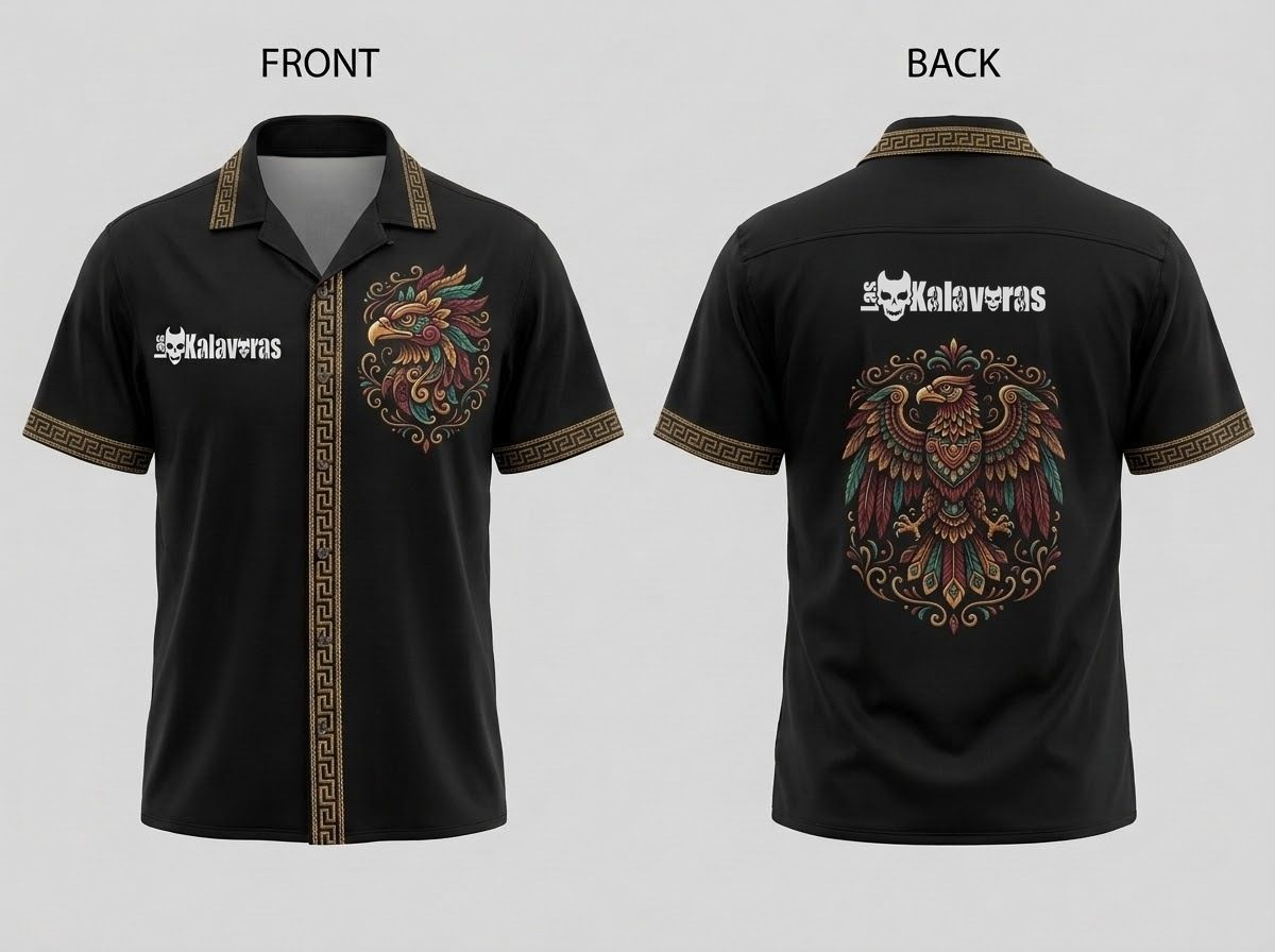 Camisa de Botones Manga Corta Animales Ancestrales Águila a Color · Mediana