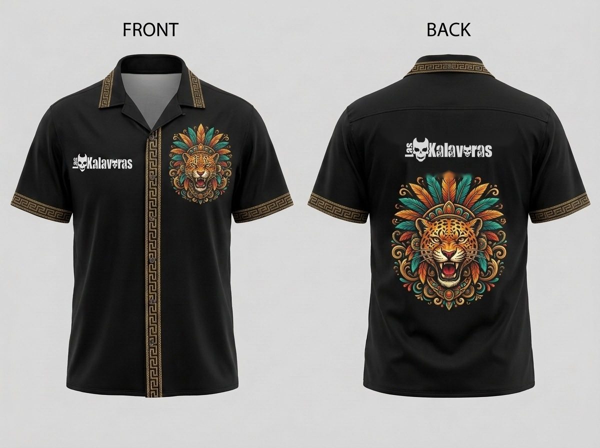 Camisa de Botones Manga Corta Animales Ancestrales Jaguar · Mediana