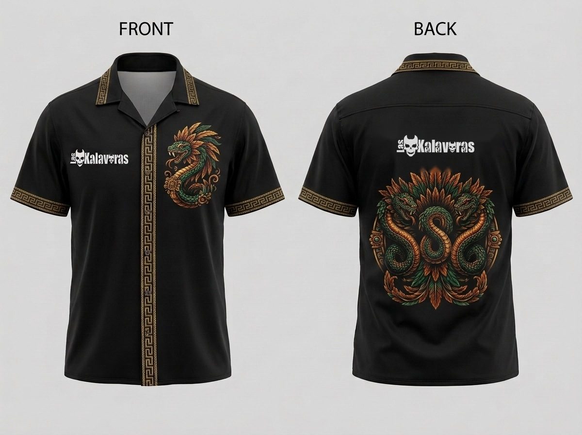 Camisa de Botones Manga Corta Animales Ancestrales Serpiente · Mediana