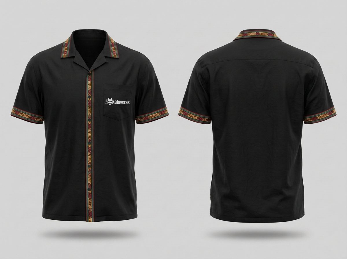 Camisa de Botones Manga Corta Animales Ancestrales Xoloitzcuintle · Modesta