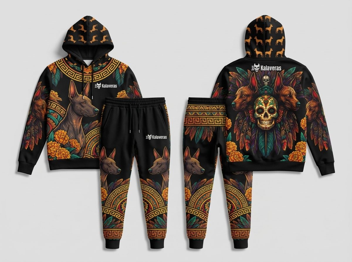 Conjunto Sudadera + Pants Animales Ancestrales - Búho · Modesto Xoloitzcuintle · Cargado