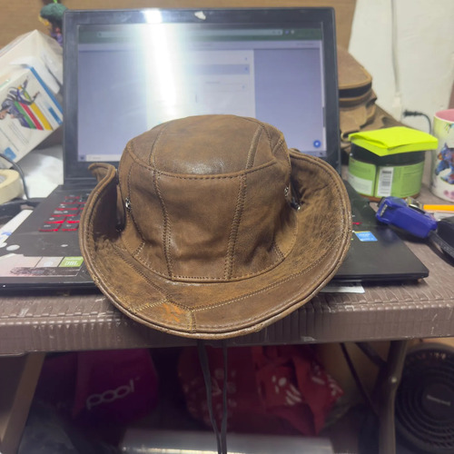 Gorro de Cazador Unisex de Piel Piel Café