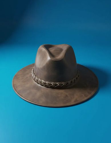 Sombrero de Piel de Res Artesanal Café - Liso