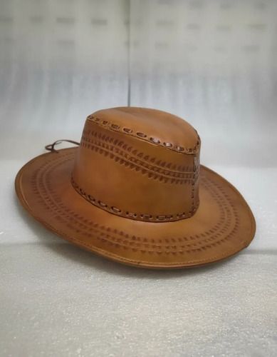 Sombrero de Piel de Res Artesanal Marrón - Tejido