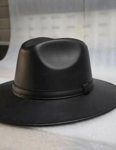 Sombrero de Piel de Res Artesanal Negro - Listón